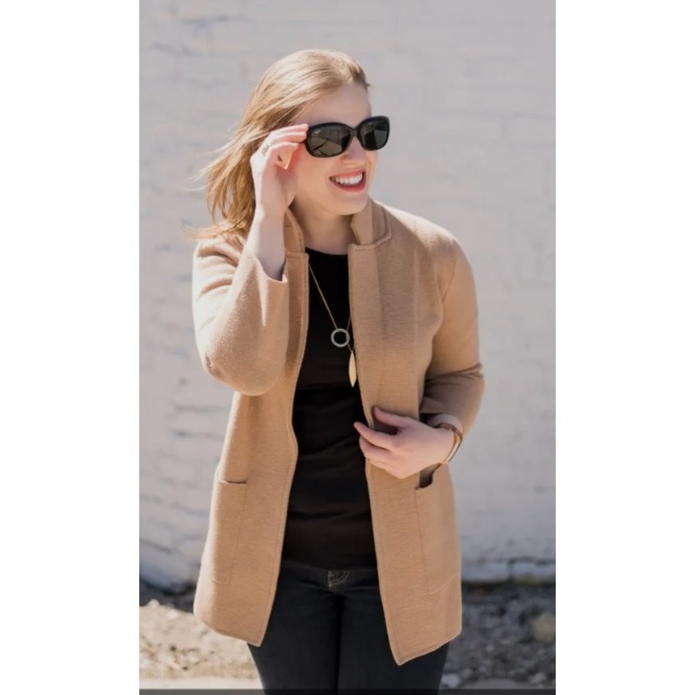 J.Crew Sophie Sweater Blazer Camel Tan Merino Wool NWT Small Preppy Academia